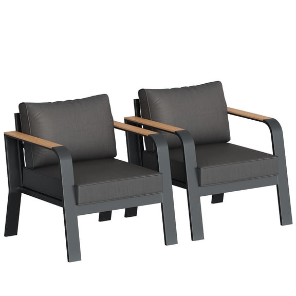 Garvee Outdoor Loveseat Sofa, Modern Aluminum 2-Seater Weatherproof with Cushions, Waterproof Rustproof Patio Garden Balcony Deck Furniture – Dark Gray