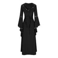 thumbnail image 3 of Qulqfy Black Women Dresses Long Bell Sleeve Medieval Maxi Plus Size Renaissance Cocktail Gothic Dresses Womens Dresses Fall L, 3 of 5