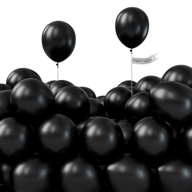Globos PartyWoo Black, 5 pulgadas, negro mate, 120 unidades