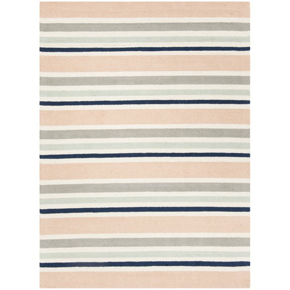 SAFAVIEH Kids Multi Striped Wool Area Rug, Ivory/Multi, 6' x 9'
