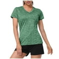 thumbnail image 2 of KBZDBZC Tshirts Shirts for Women Women V Neck Short Sleeve Moisture Wicking Athletic Shirts Sport Activewear Top Women T Shirt Womens Tops Summer Tops (Army Green,M), 2 of 3