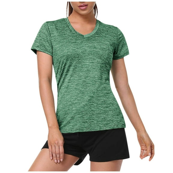 Outfmvch t shirts for women Short Sleeve Moisture Wicking Shirts Sport Activewear womens tops Army Green