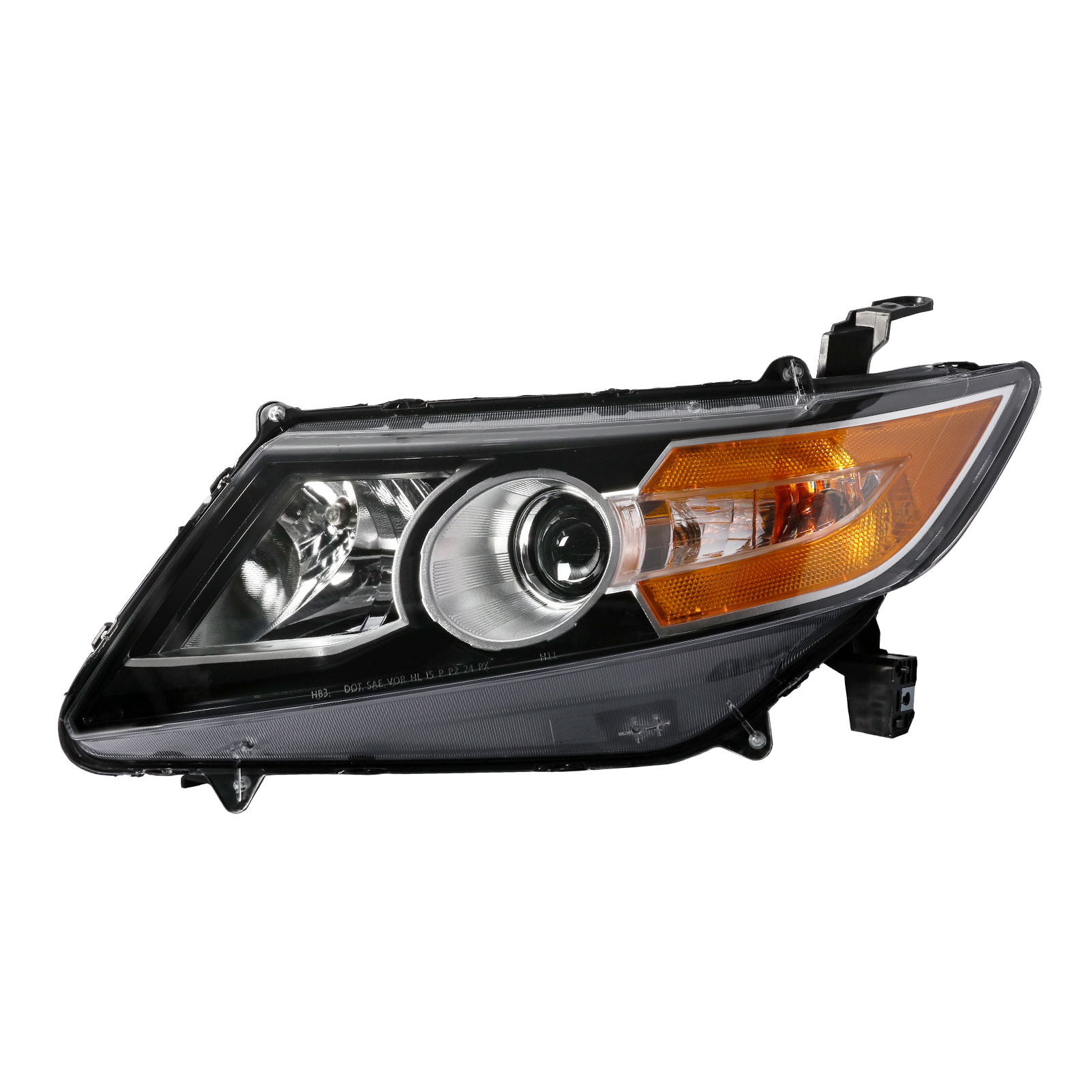 HOUGEET Headlight Fit for 2011-2013 Honda Odyssey EX/EX-L/LX Left Drive Side Halogen With bulb(s)(Black&Chrome)