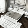 thumbnail image 2 of Plank+Beam Queen Bed Frame with Slatted Headboard Solid Wood Platform Bed, No box Spring Needed, White, 2 of 5