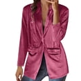 thumbnail image 2 of Women's Single Button Blazer, Tailored Loose Lapel Suit Jacket, Stretch Office Blazer, Casual Suit Jacket, Soft Long Sleeve Blazer Hot Pink L, 2 of 5