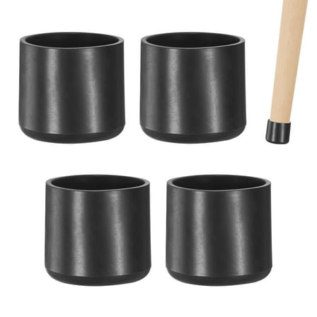 Uxcell 4 Pack Chair Leg Caps 1-1/2 inch Polyvinyl Chloride Chair Leg Floor Protectors Round Cover End Tips Black