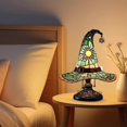 thumbnail image 5 of Witch Hat Lamp Resin Witch Cap Light Handmade Gothic Wizard Hat Lamp Green Stained Glass Look Night Light, 5 of 5