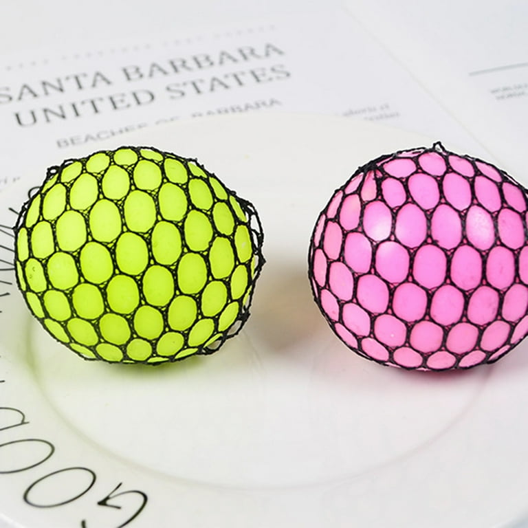 Squishy Mesh Net Ball Colour Beads Relief Stress Ball Grape