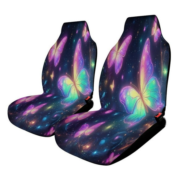 Dreamy Purple Butterfly Pattern (104)-1 Set of 2 Car Seat Covers Seat for Carseats Front Seat Auto Car Interior Accessories Universal 2 Piece