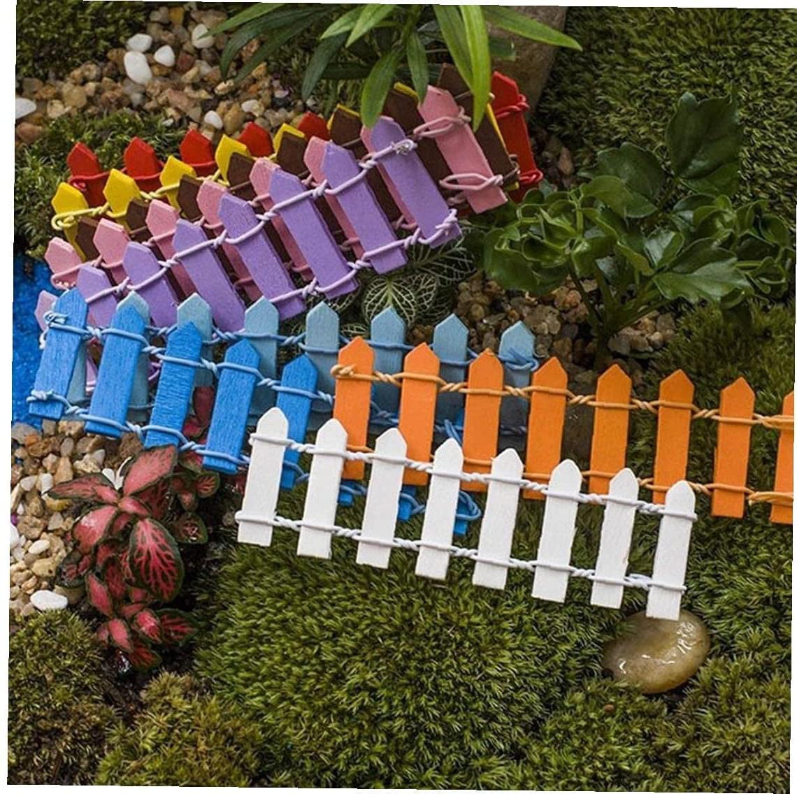 Set of 2 Micro-Landscape Accessories Decor Miniature Fairy Garden Kit Wood Picket Fence 