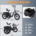 thumbnail image 2 of Meghna 20 inch Electric Tricycle 48V Max Speed 15 MPH Foldable 7 Speed Large Capacity Max Load 275 lbs Black, 2 of 10