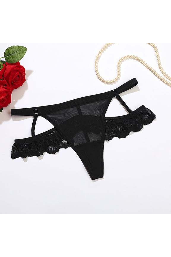 Sexy G String Thongs for Women, Valentine's Day Gifts for Women, Floral Lace Low Rise Two-layer Adjustable Panties, Sizes S-L