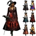 thumbnail image 4 of Halloween Dresses for Women, Long Sleeve V-Neck Halloween Midi Dress Graphic Printed A-Line Fancy Dress Witch Costume Outfit for Party Carnival, 4 of 6
