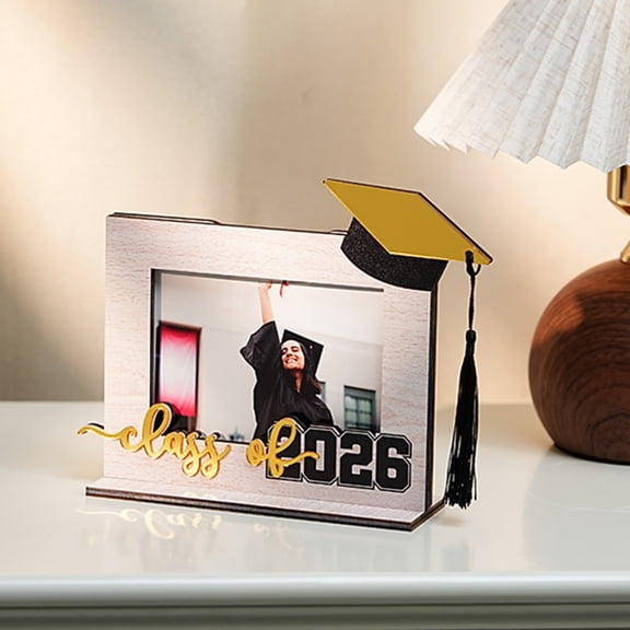 2026 Graduation Picture Frames 8 x 6 in Wood Photo Frame Class of 2026 Graduation Gifts for Refrigerator Tabletop Locker Photo Display Home School College Decor Gift