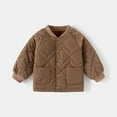 thumbnail image 2 of Otqutp 1-6 Years Kids Boys' Middle and Small Children's Winter Solid Color Cotton Jacket Long Sleeve Outwear with Pocket Coat(Coffee,4-5 Years), 2 of 8
