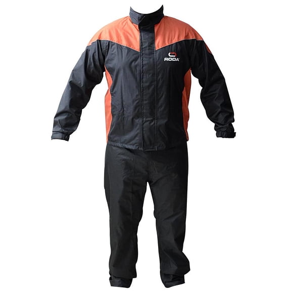 Impermeable RODA Motociclista con Capucha L Negro/Naranja Set