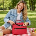 thumbnail image 4 of Square Flip-Top Crossbody Lunch Bag, Handheld Insulated Cooler Tote, Stylish Thermal Food Carrier, 4 of 4