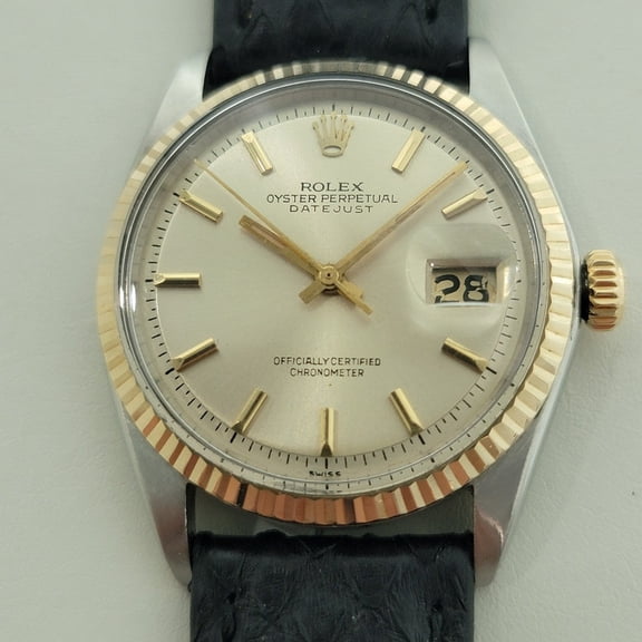 Pre-Owned Rolex Oyster Datejust Ref 1601 36mm 18k SS Mens 1970s Vintage Automatic RA591B