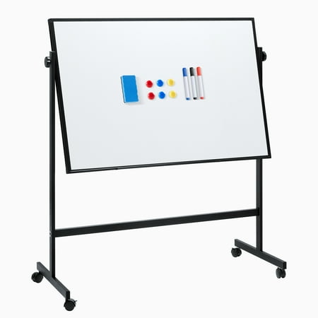 edx 46x32 Mobile Magnetic Whiteboard with Aluminum Stand & Wheels for Home Office  Classroom  Black