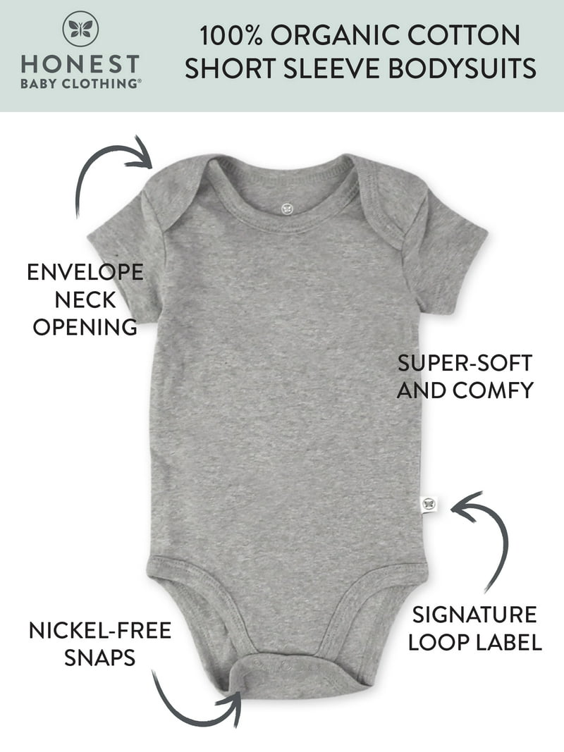 ●PALE JADE● 25SS Organic Short Sleeve - U neck Honest Baby Clothing Organic Cotton Short Sleeve Bodysuits