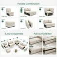 thumbnail image 3 of HONBAY Linen Modern Pull-Out Sleeper Sofa Bed with Storage Chaise, Beige, 3 of 9