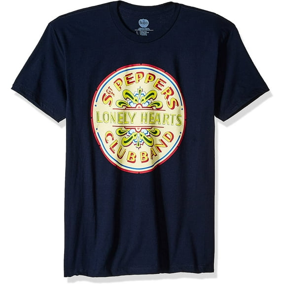 Beatles Men's Lonely Hearts Seal T-shirt XX-Large Navy