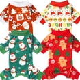 thumbnail image 1 of XPUDAC Pijamas para perros pequeños de 4 piezas, ropa de pijamas para cachorros, trajes para perritos, camisas de Navidad, durmientes para mascotas, gatos, Jammies-L, 1 of 4