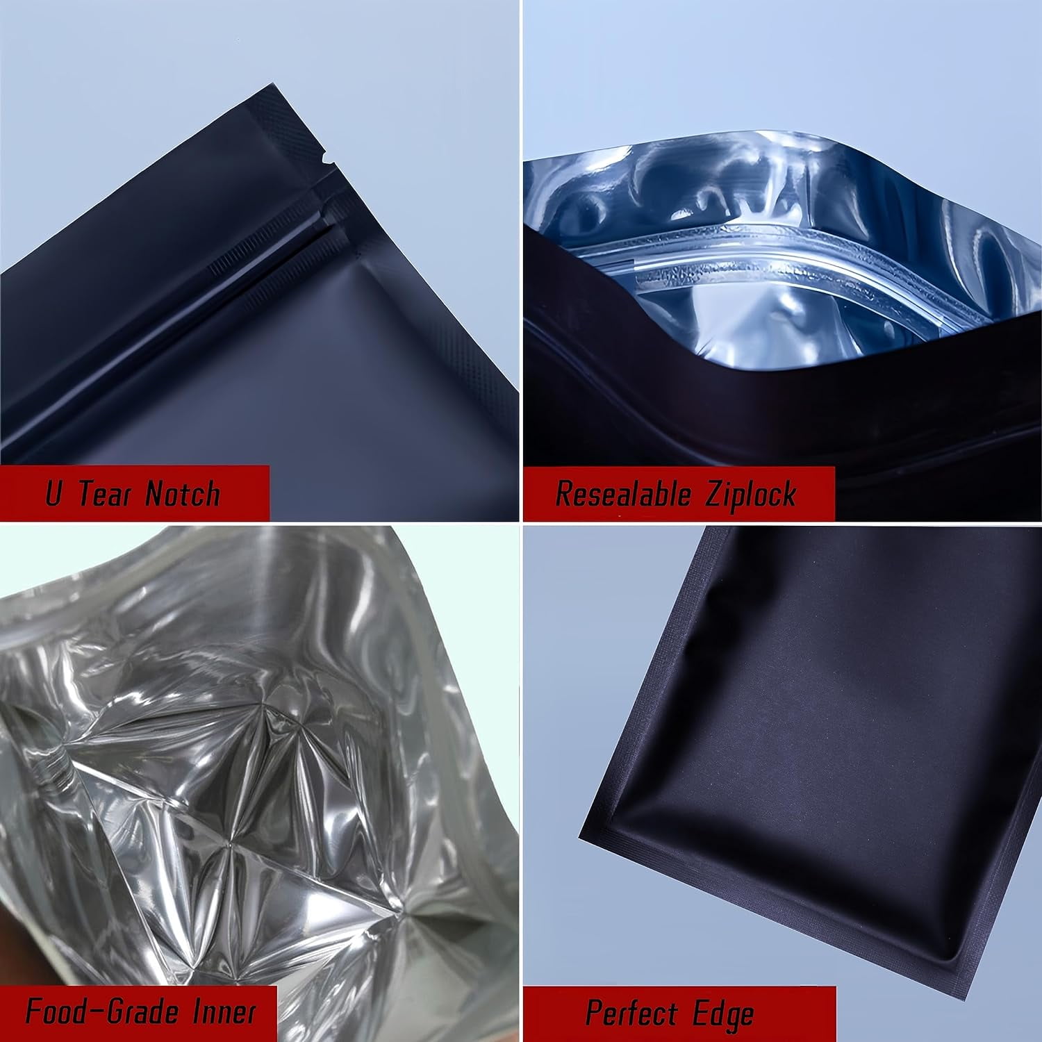 100 pieces Matte Black Aluminum Foil Zip Lock Packaging Bag Resealable Grip  Ziplock Mylar Pouch Small Sachets Food Sample Bags