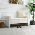 thumbnail image 2 of Miniyam Modern Teddy Fabric Upholstered Bed End Bench with Arms and Storage, for Living Room,Bedroom,Beige, 2 of 10