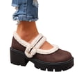 thumbnail image 2 of Willtoo Womens Cozy Lined Mary Jane Platform Shoes Buckle Strap Chunky Block Heel Warm Winter Fluffy Trim Casual Walking Shoes, 2 of 2