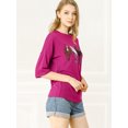 thumbnail image 4 of INSPIRE CHIC Woman's Drop Shoulder 3/4 Sleeves Horse Print Loose Tops, 4 of 6