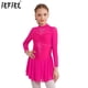 thumbnail image 2 of Vestido de tul y malla de gimnasia para niñas, ropa de baile, manga larga, cuello redondo, brillantes diamantes de imitación, para patinaje artístico, baile de salón, 2 of 5