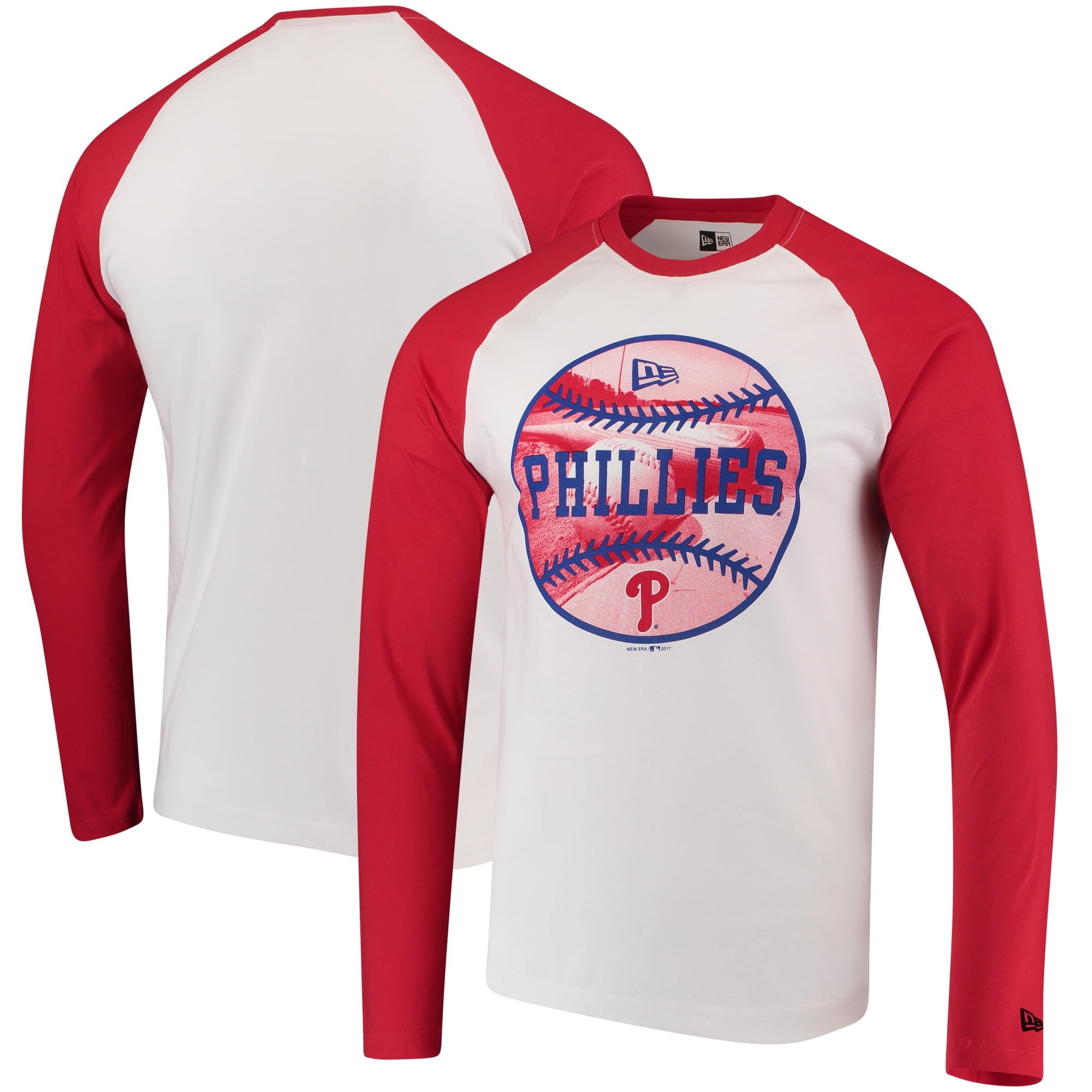 Philadelphia Phillies New Era Raglan Long Sleeve TShirt White/Red