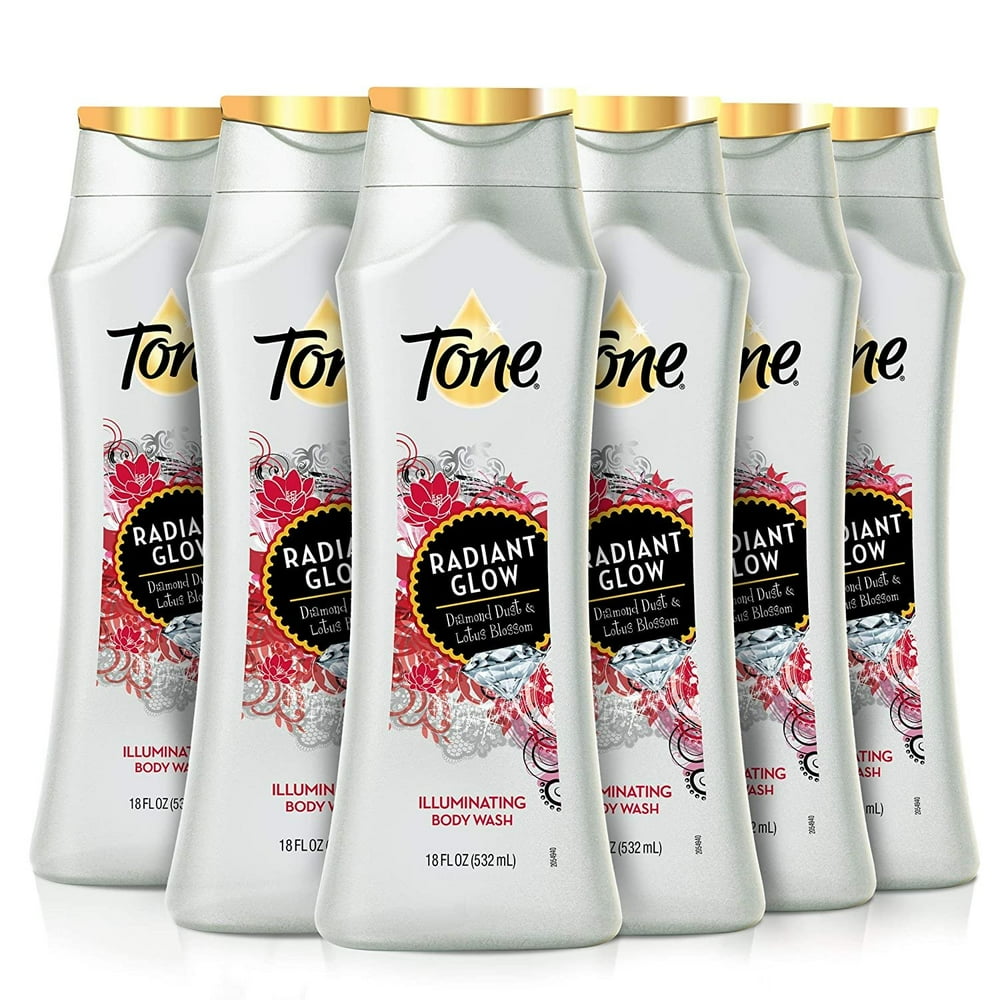 Tone Body Wash, Radiant Glow, 18 Ounce (Pack of 6)