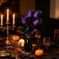 thumbnail image 4 of Halloween Artificial Roses Purple Silk Flowers 1 Bundles 5 Head Roses for Halloween Home Vase Wedding Patry Decoration Indoor Outdoors, 4 of 6