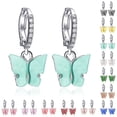 thumbnail image 2 of Women Butterfly Earrings Rhinestone Copper Pierced Earrings Dangle Earrings, 2 of 10