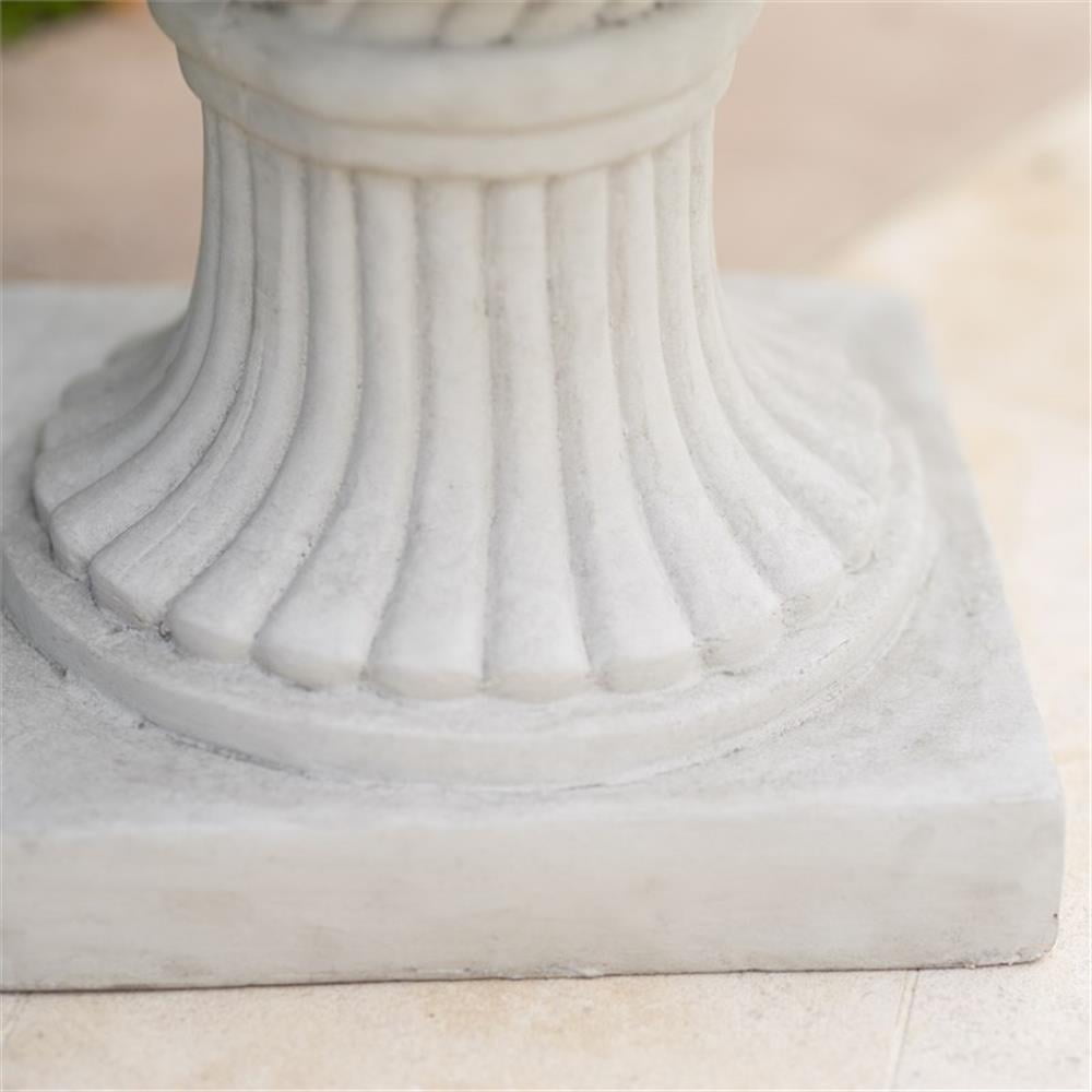Noble House Antique Outdoor Cast Stone Roman Urn Planter in Antique White