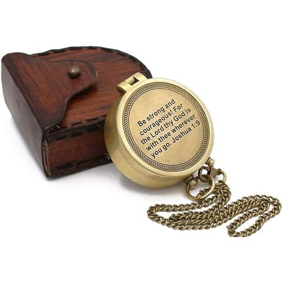 Roorkee Instruments (India)Brass Metal Old Brass Color Engraved Working Compass with Case