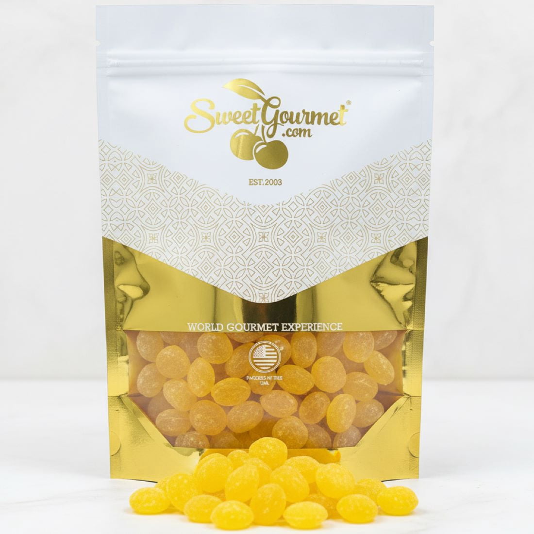 SweetGourmet Natural Sanded Lemon Drops, Old-Fashioned Hard Candy, Tart Lemon Flavor, Sugar-Coated, 3 Pounds