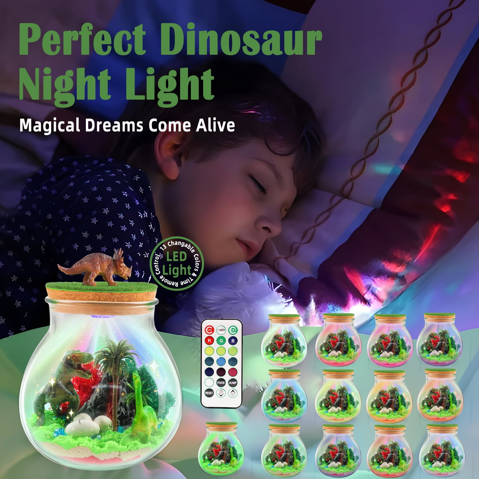 CandWuom Dinosaurs Terrarium Kit for Kids, DIY Dino Toys for Boys, Birthday Gift for Boy Age 4 5 6 7 8-12 Year Old, Arts and Crafts Kit for Kids
