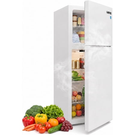 10.4 Cu Ft Top Freezer Refrigerator 2 Door Apartment Size Fridge with Adjustable Thermostat, Quiet Cooling, White Finish, Compact Refrigerator for Kitchen Office