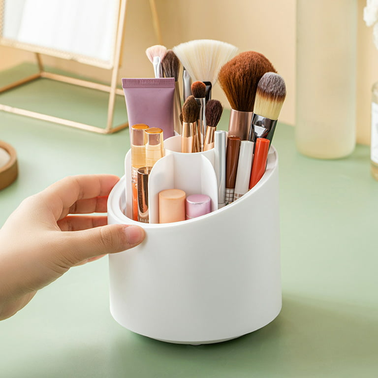 Gwong 1Pcs Makeup Brush Holder Dust-proof Rotating Plastic Lipstick Eyebrow  Pencil Brush Container Vanity Supplies 