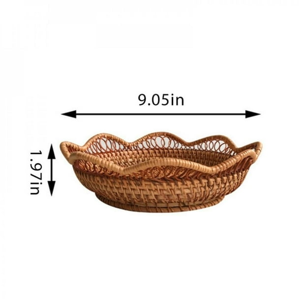 Clearance!Rattan Round Fruit Baskets, Wicker Storage Bowls, Natural