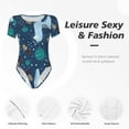 thumbnail image 6 of Uemuo Alpaca Astronaut in Space Pattern Women's One Piece Short Sleeve Swimsuit Rash Guard Surfing Modest Quick-drying Swimsuit Beach Essentials-Large, 6 of 9