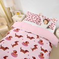 thumbnail image 3 of Homewish Kawaii Pet Dachshund Bedding,Cartoon Animals Duvet Cover Full,Pink,Pink Reversible,3-Piece,1 Duvet Cover and 2 Pillowcases, 3 of 6