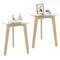 thumbnail image 1 of Gymax Modern Tempered Glass End Table Set of 2 w/ Transparent Tabletop for Office, 1 of 9