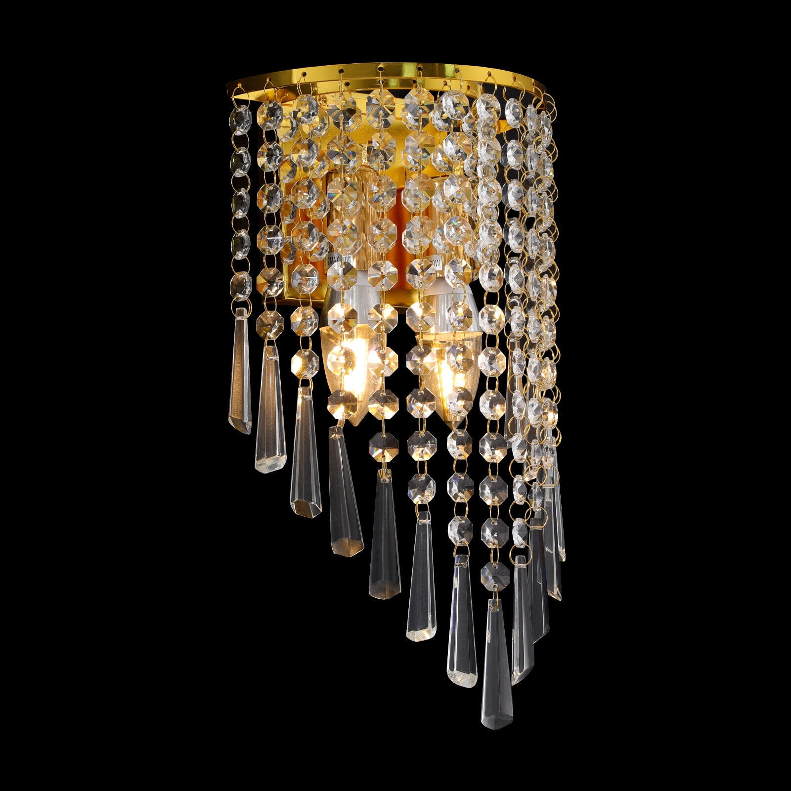 Crystal Wall Light Sconces - Modern Semicircle Wall Mount Lamp with Elegant Design, Dimmable Lighting Fixture for Bedroom, Living Room, and Hallway Decor