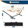 thumbnail image 3 of Hamac pour 2 Personnes avec Support, Cadre en Acier Robuste Supporte 450 Lb, Conception en Polyester Matelassé et Filet Respirant, Comprend un Sac de Rangement pour Cour Arrière, Patio, Camping, 3 of 6