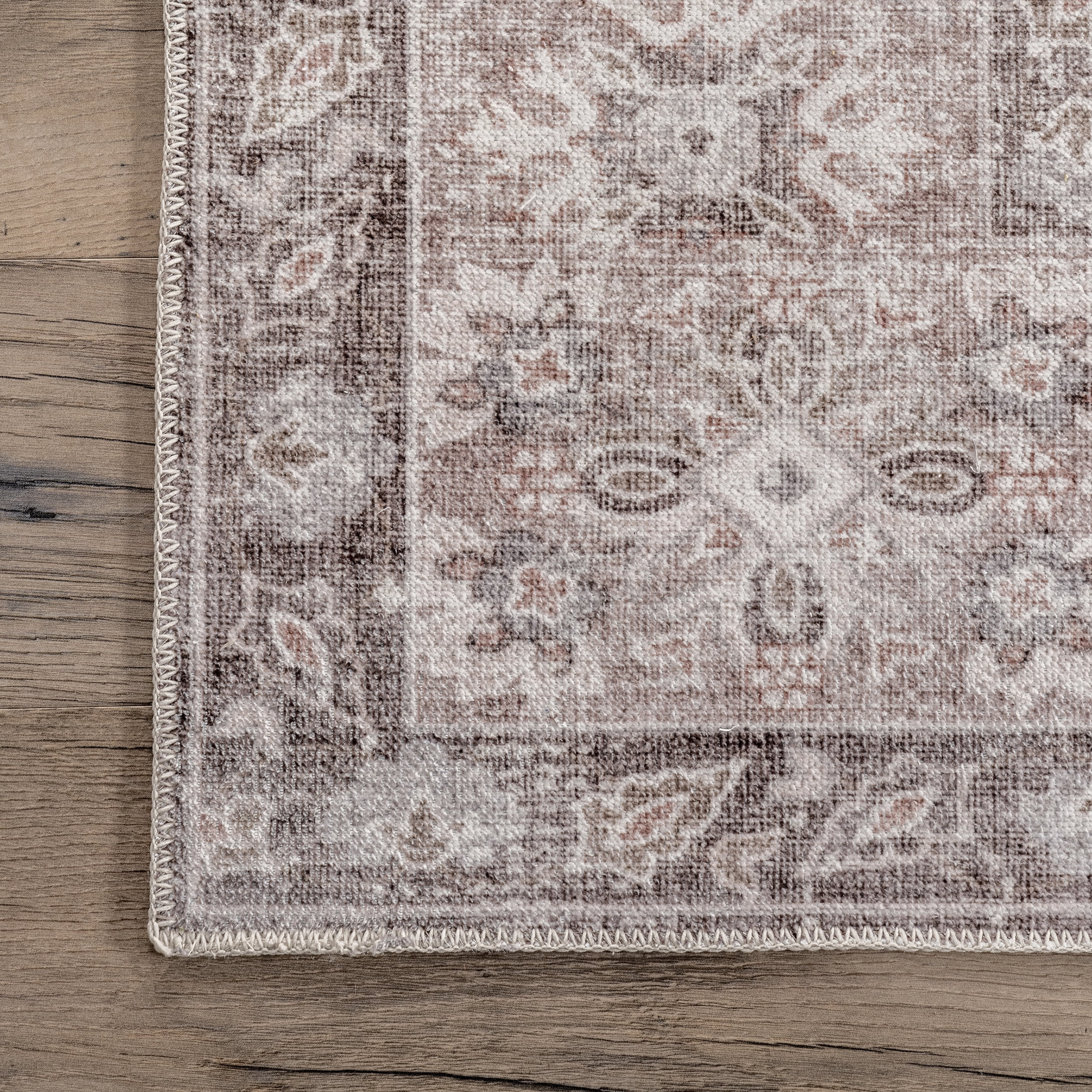 nuLOOM Elsa Floral Blossom Machine Washable Area Rug, 8' x 10', Taupe