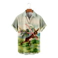thumbnail image 6 of Hawaiian T-shirts for Men- Easter Rabbit Short Sleeve Beach Tops Bunny Printed Lapel Loose Tops Tops with Pocket, #7, Adult-2XS, 6 of 8